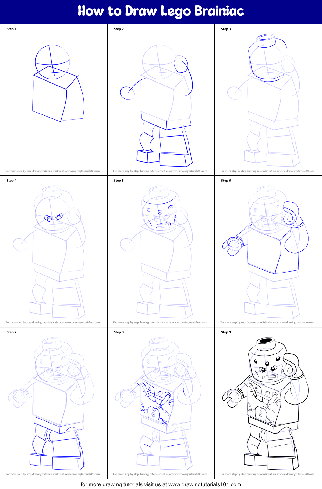 How to Draw Lego Brainiac Printable Step by Step