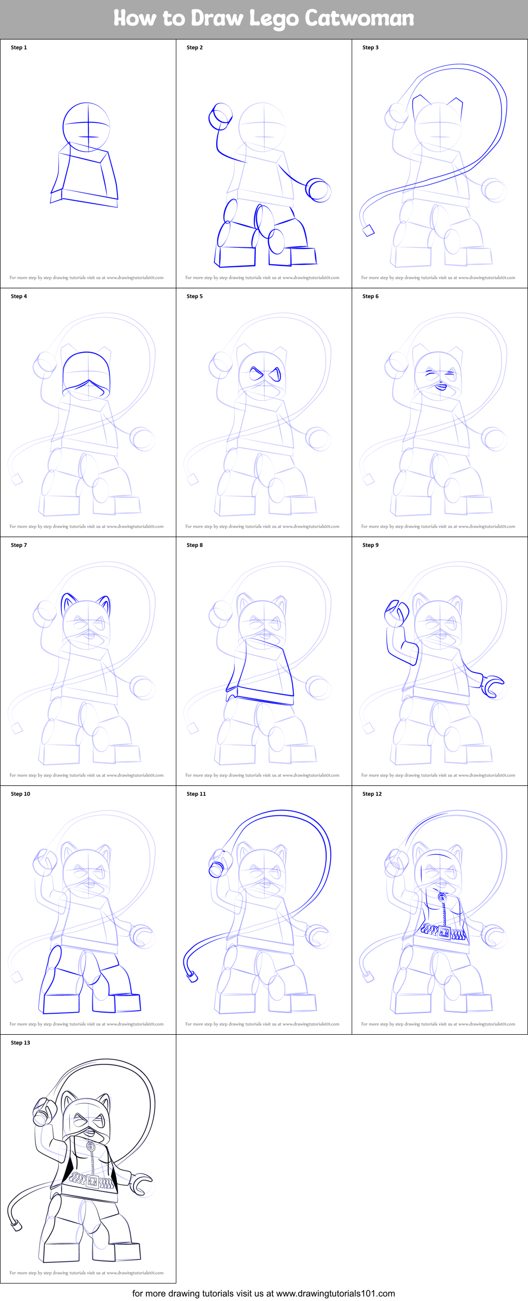 How to Draw Lego Catwoman Printable Step by Step