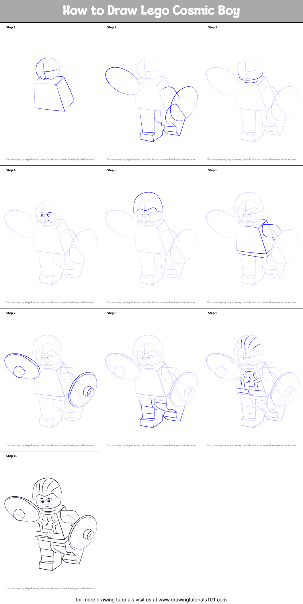How to Draw Lego Cosmic Boy (Lego) Step by Step | DrawingTutorials101.com