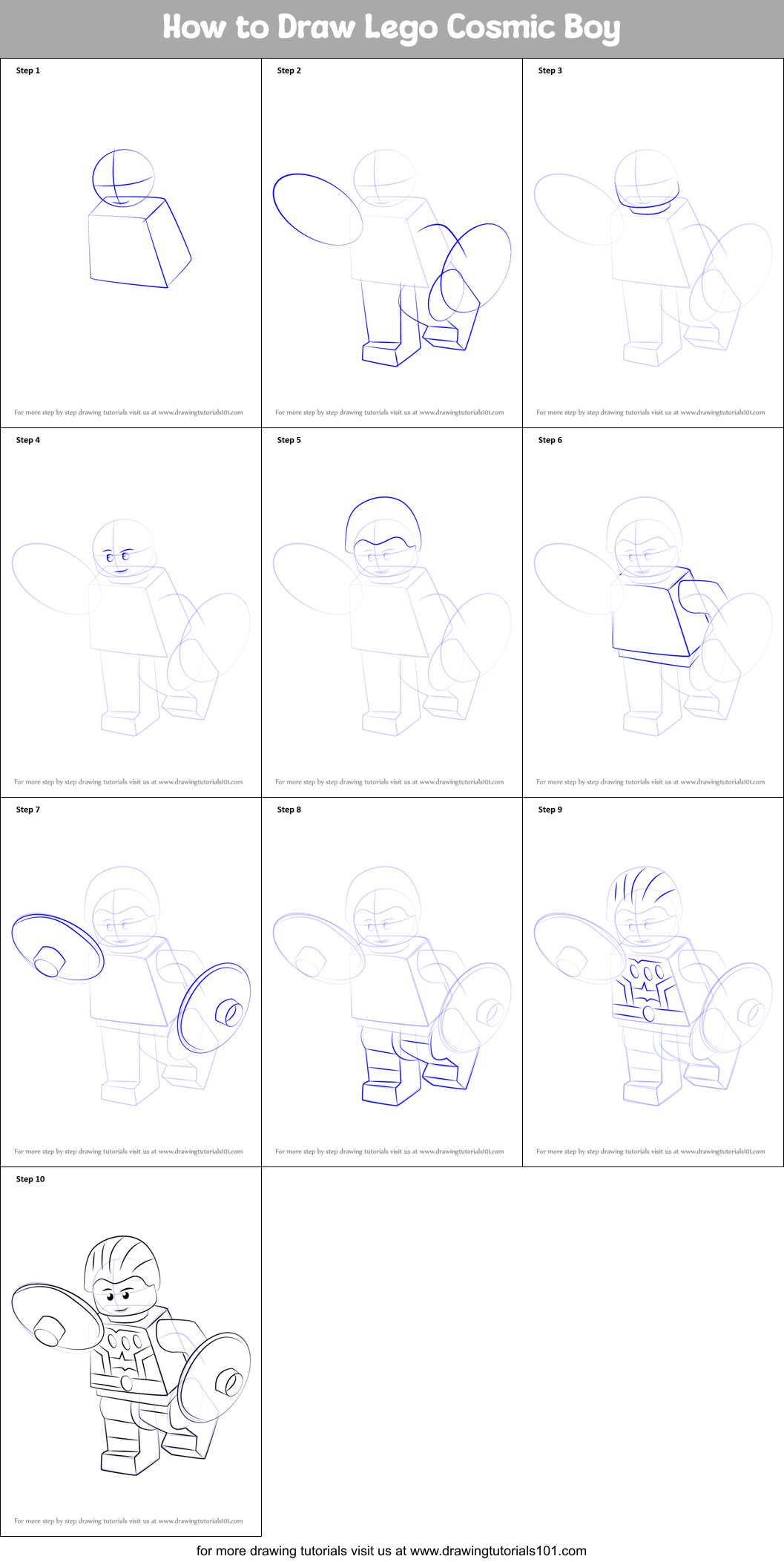 How to Draw Lego Cosmic Boy Printable Step by Step