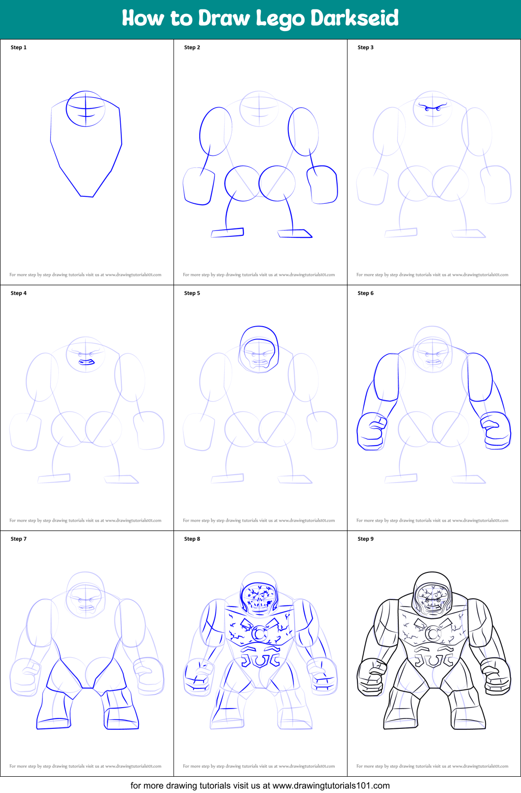 How to Draw Lego Darkseid Printable Step by Step