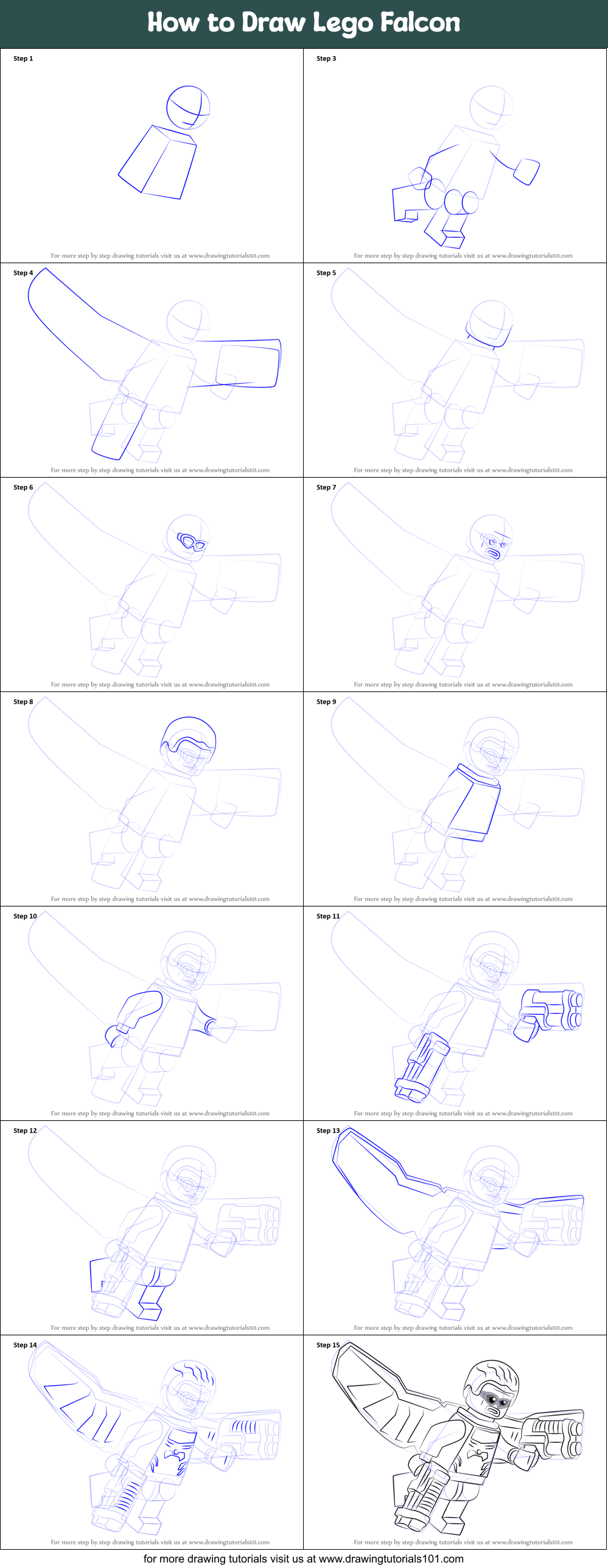 How to Draw Lego Falcon Printable Step by Step