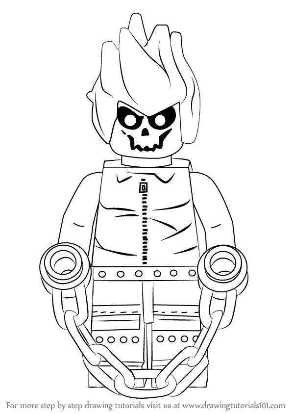 Learn How to Draw Lego Ghost Rider (Lego) Step by Step : Drawing Tutorials