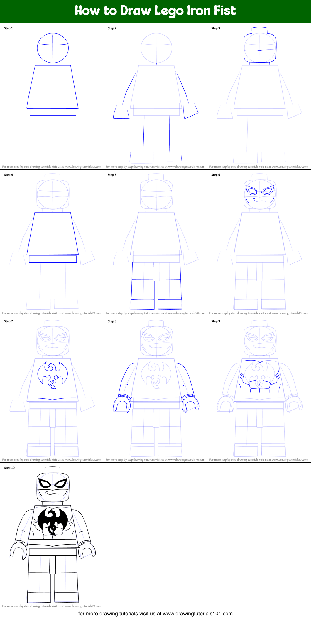 How to Draw Lego Iron Fist Printable Step by Step