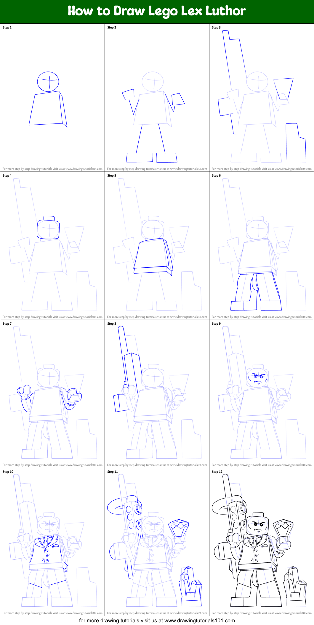 How to Draw Lego Lex Luthor Printable Step by Step