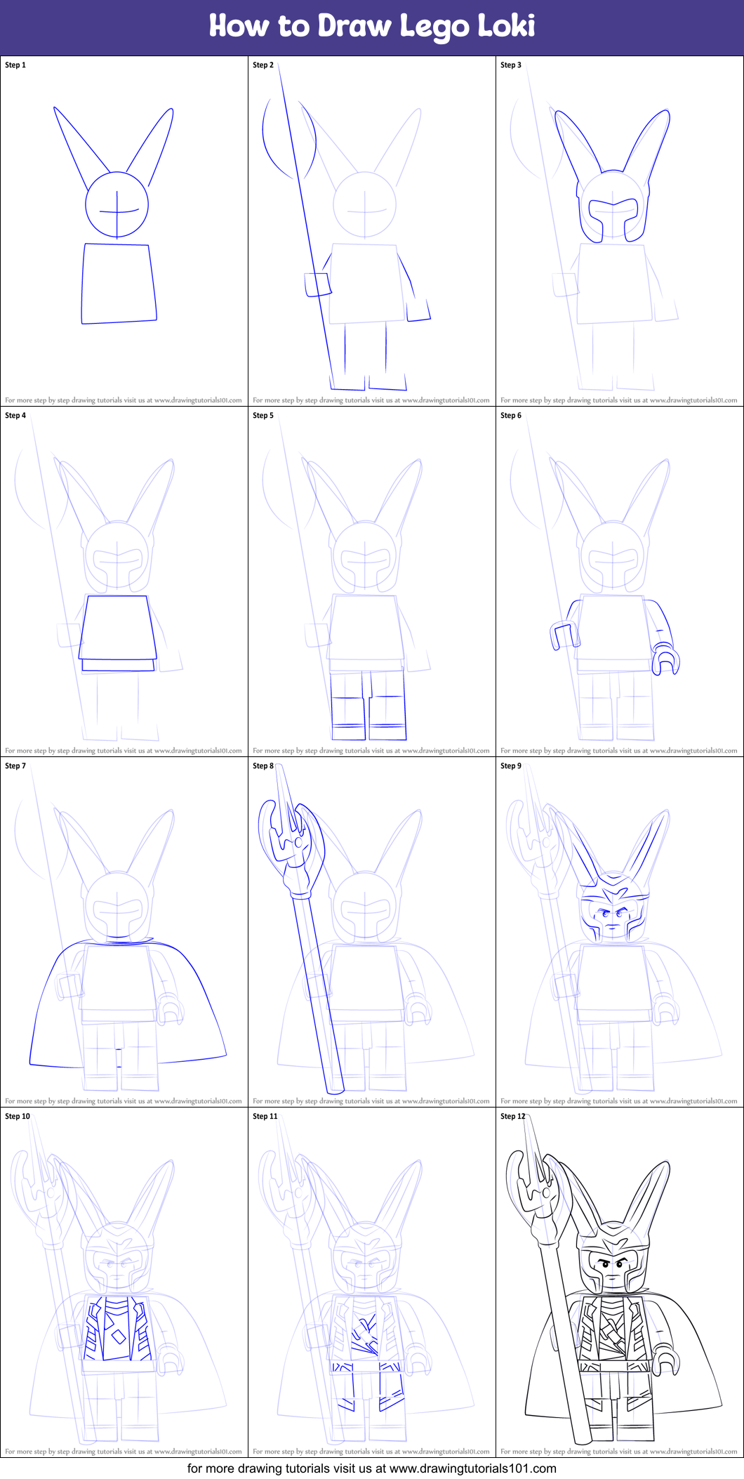 How to Draw Lego Loki Printable Step by Step