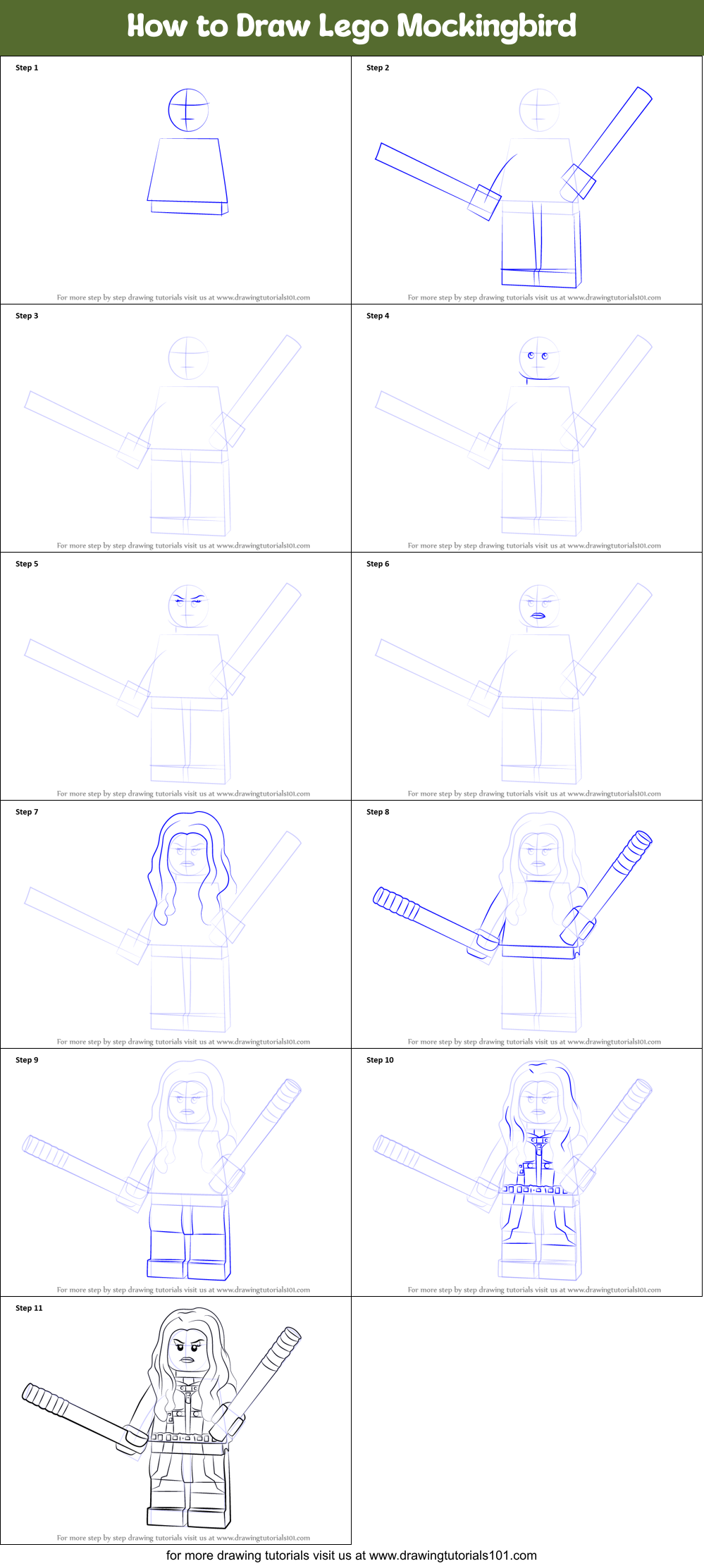 How to Draw Lego Mockingbird Printable Step by Step