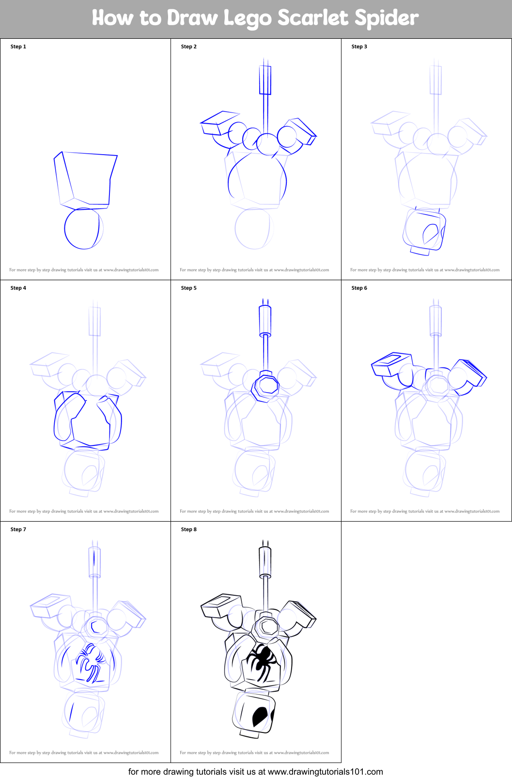 How to Draw Lego Scarlet Spider Printable Step by Step