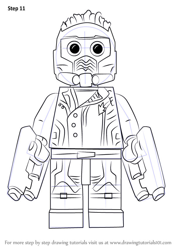 Learn How to Draw Lego Star-Lord (Lego) Step by Step : Drawing Tutorials