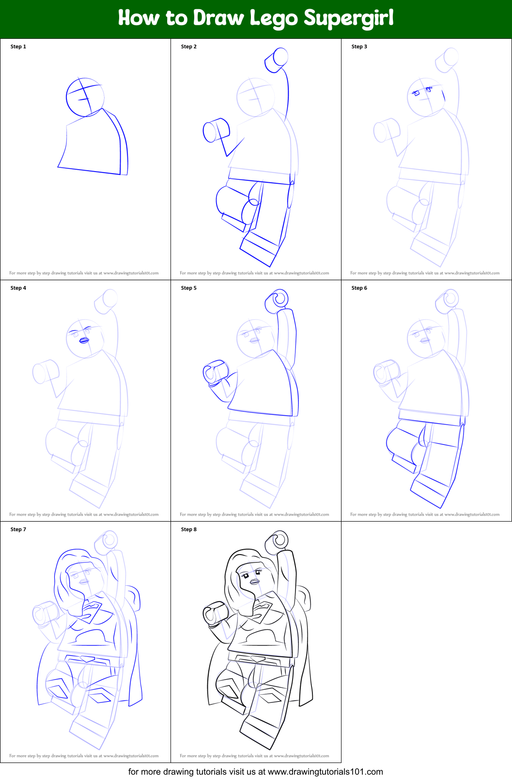 How to Draw Lego Supergirl Printable Step by Step