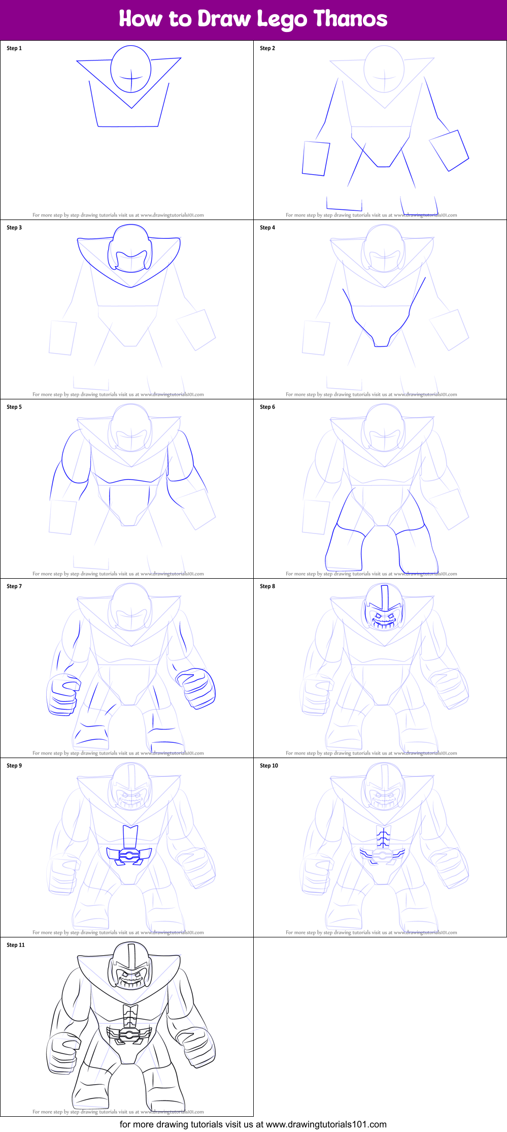 How to Draw Lego Thanos Printable Step by Step