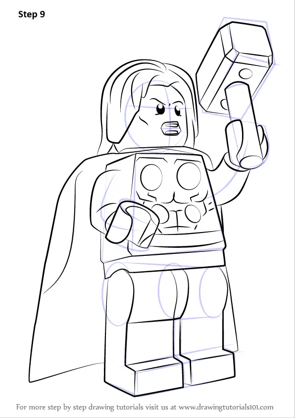 Learn How to Draw Lego Thor (Lego) Step by Step : Drawing ...