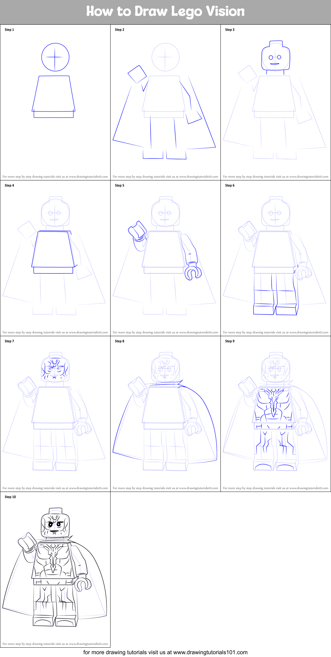 How to Draw Lego Vision Printable Step by Step