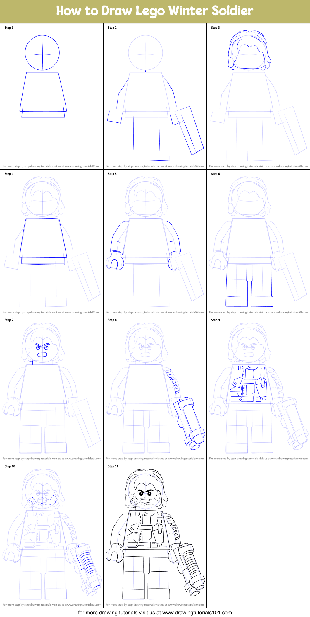 How to Draw Lego Winter Soldier Printable Step by Step