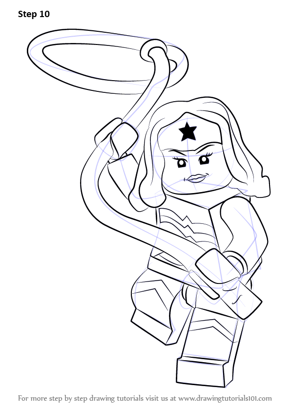 Learn How to Draw Lego Wonder Woman (Lego) Step by Step : Drawing Tutorials