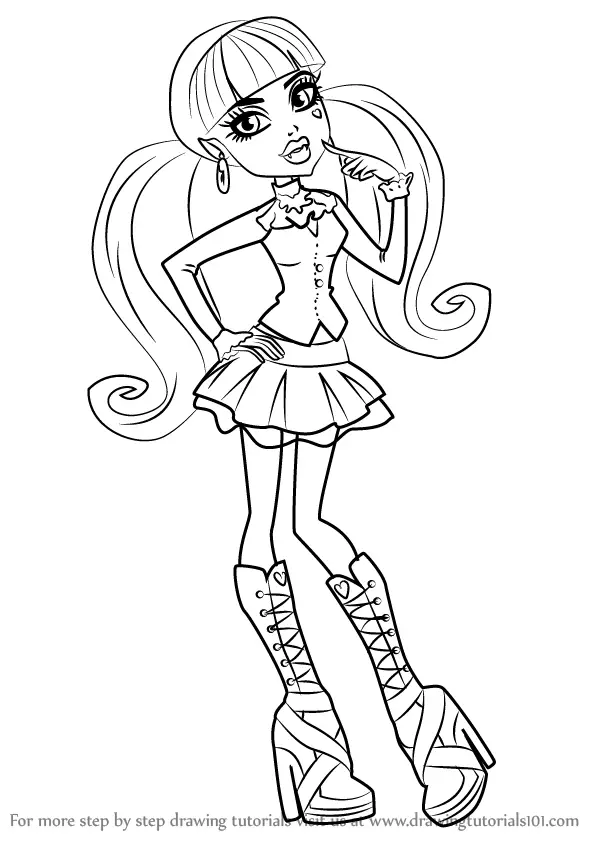 Learn How to Draw Draculaura from Monster High (Monster High) Step by Step  : Drawing Tutorials