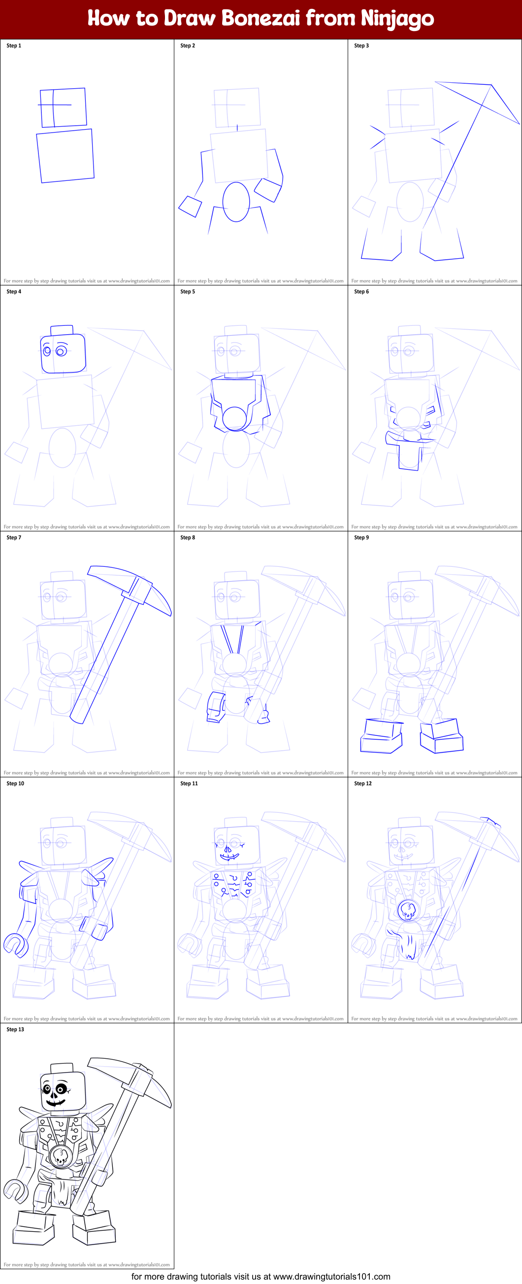 How to Draw Bonezai from Ninjago Printable Step by Step