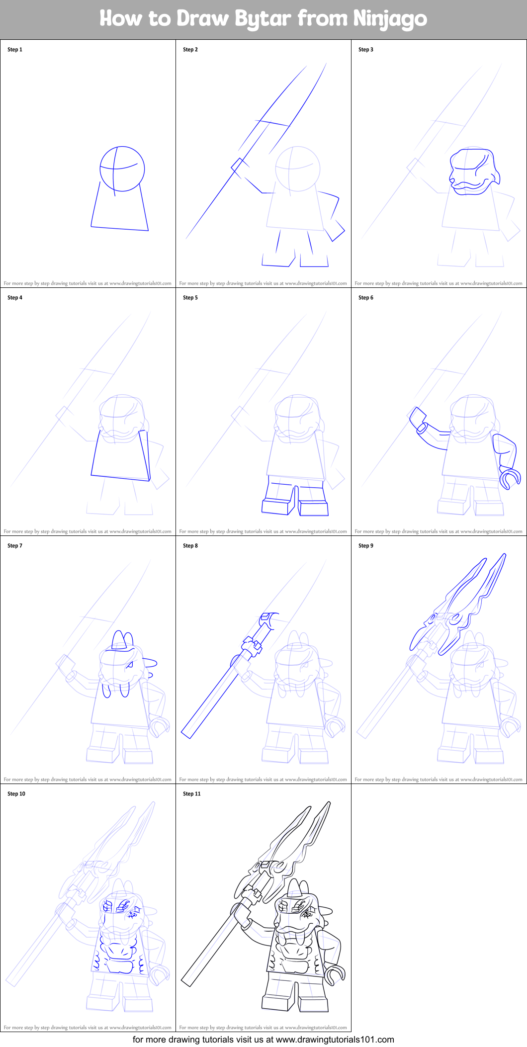 How to Draw Bytar from Ninjago Printable Step by Step
