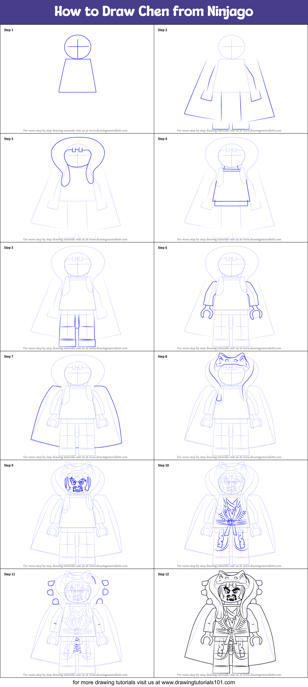 How to Draw Chen from Ninjago Printable Step by Step