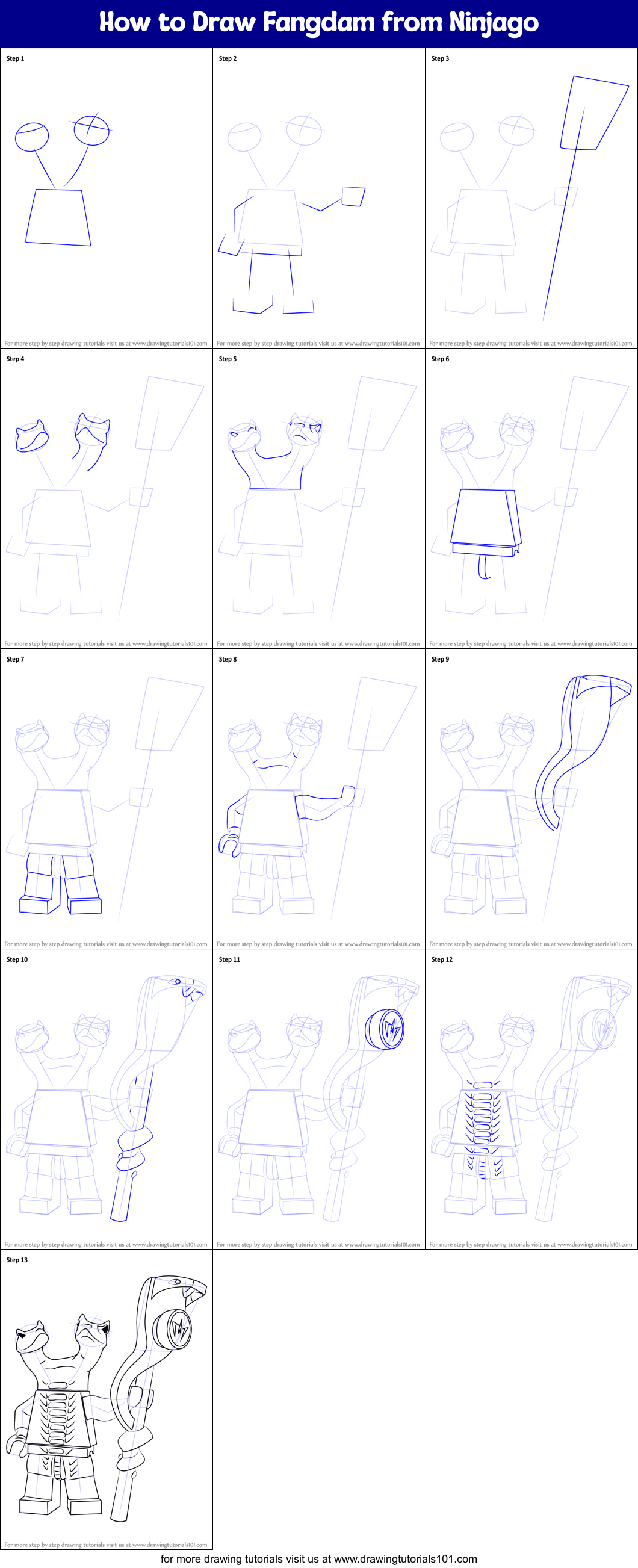 How to Draw Fangdam from Ninjago Printable Step by Step
