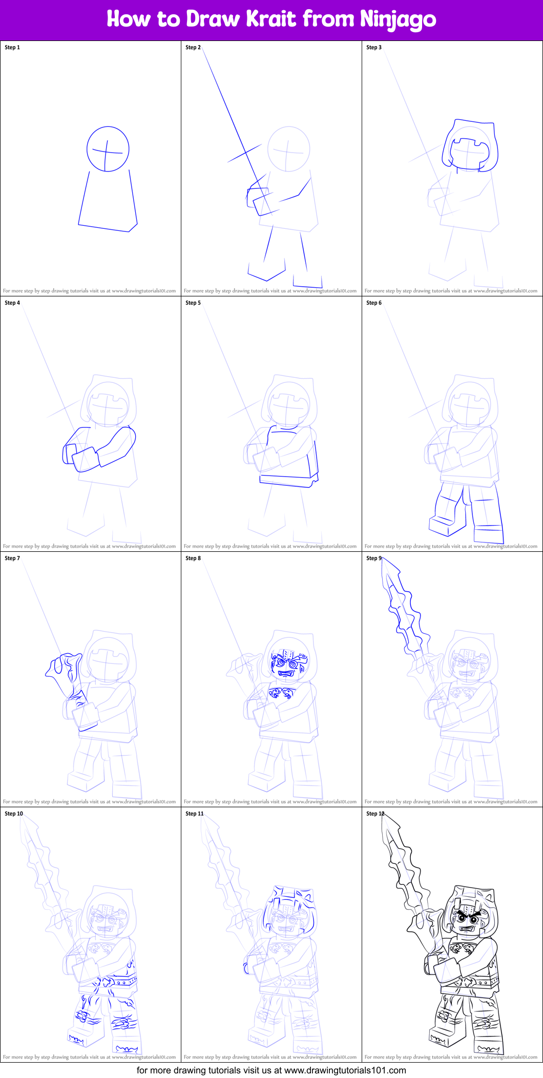 How to Draw Krait from Ninjago Printable Step by Step