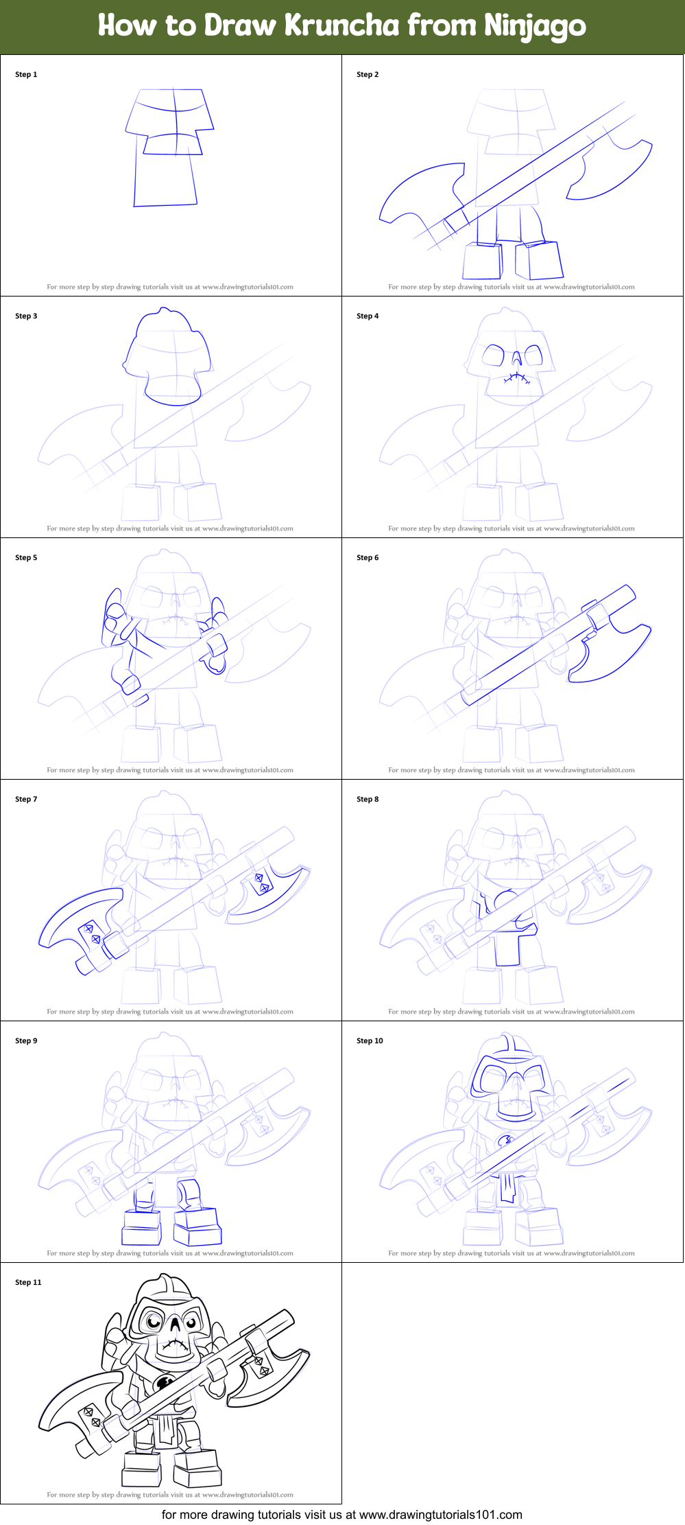 How to Draw Kruncha from Ninjago Printable Step by Step