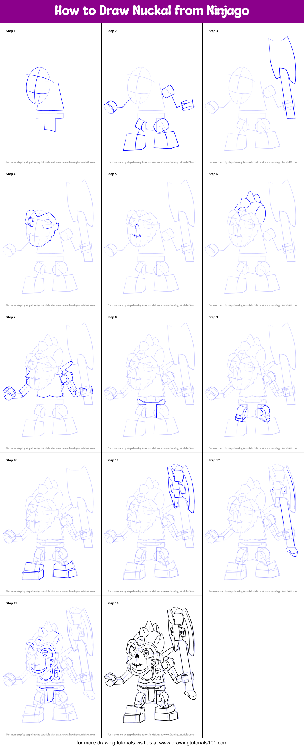 How to Draw Nuckal from Ninjago Printable Step by Step