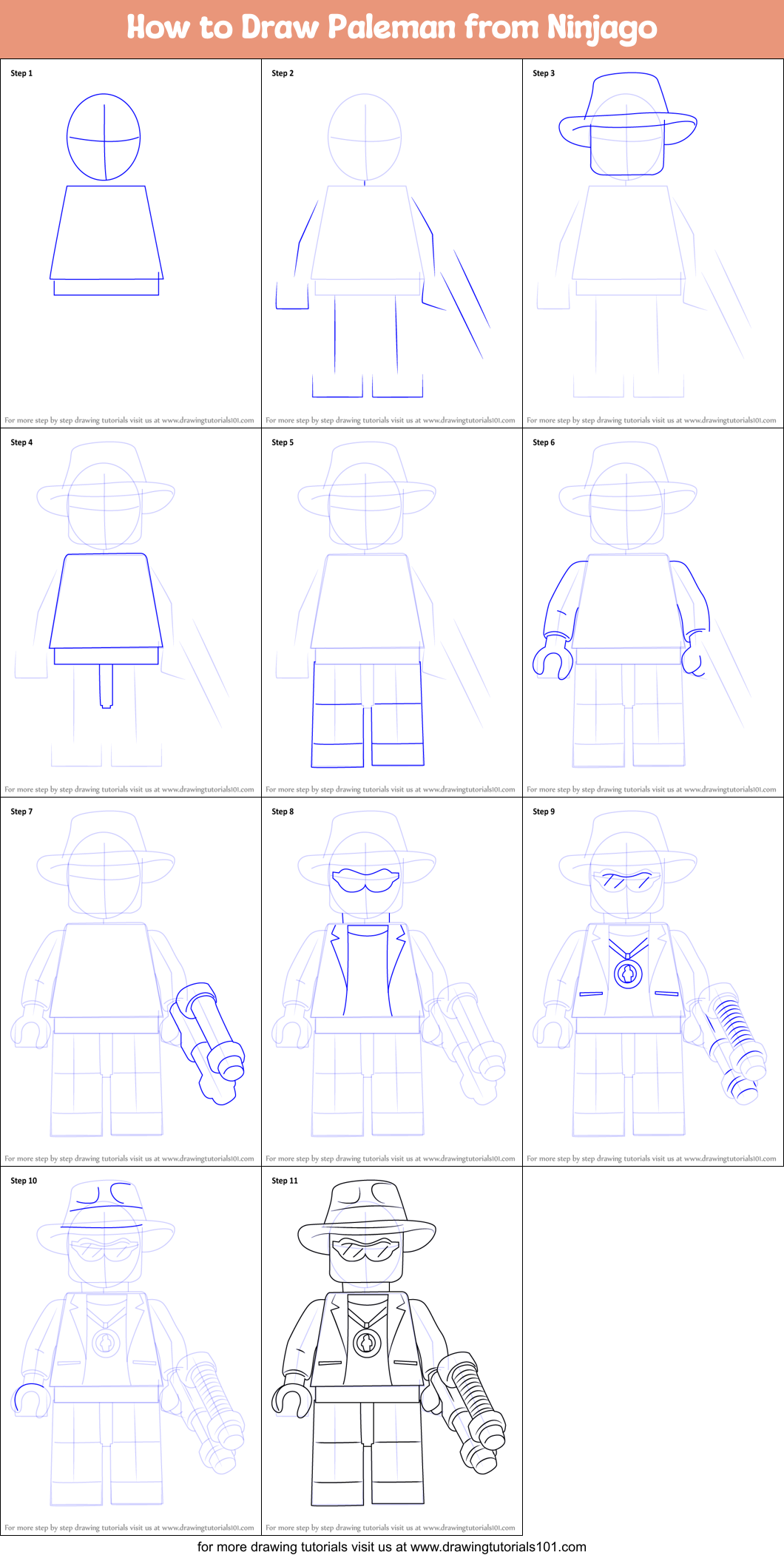 How to Draw Paleman from Ninjago Printable Step by Step