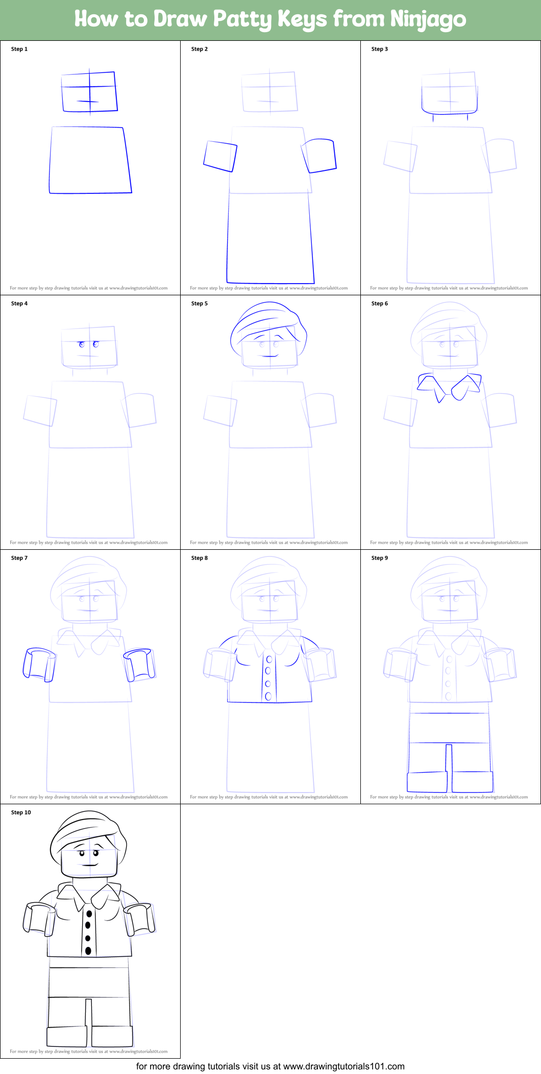How to Draw Patty Keys from Ninjago Printable Step by Step