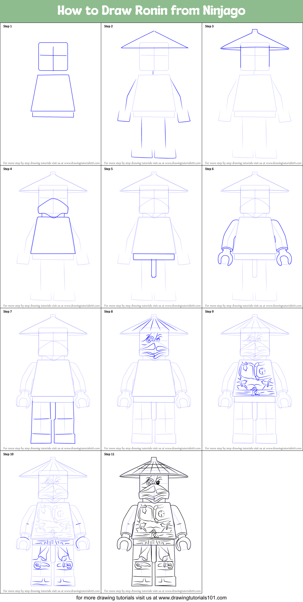 How to Draw Ronin from Ninjago Printable Step by Step