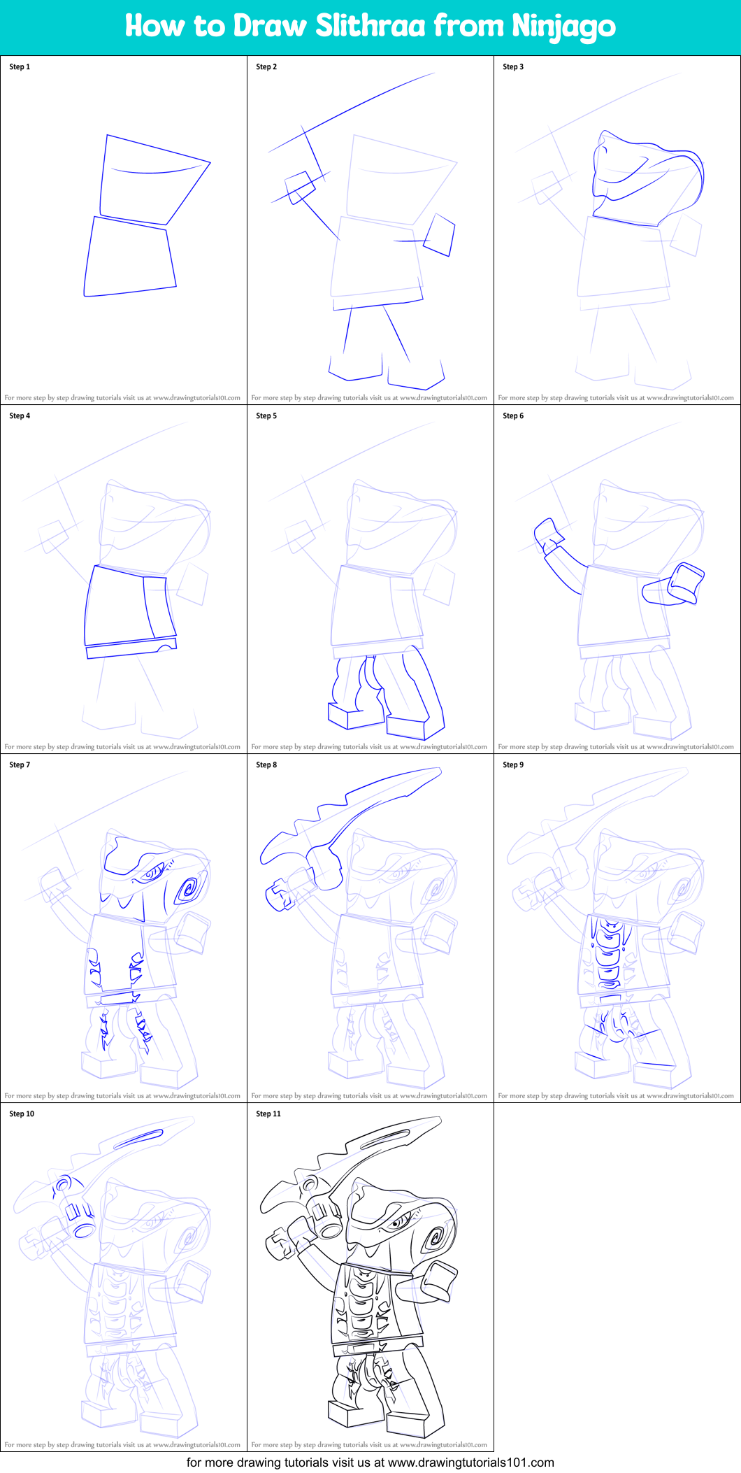 How to Draw Slithraa from Ninjago Printable Step by Step