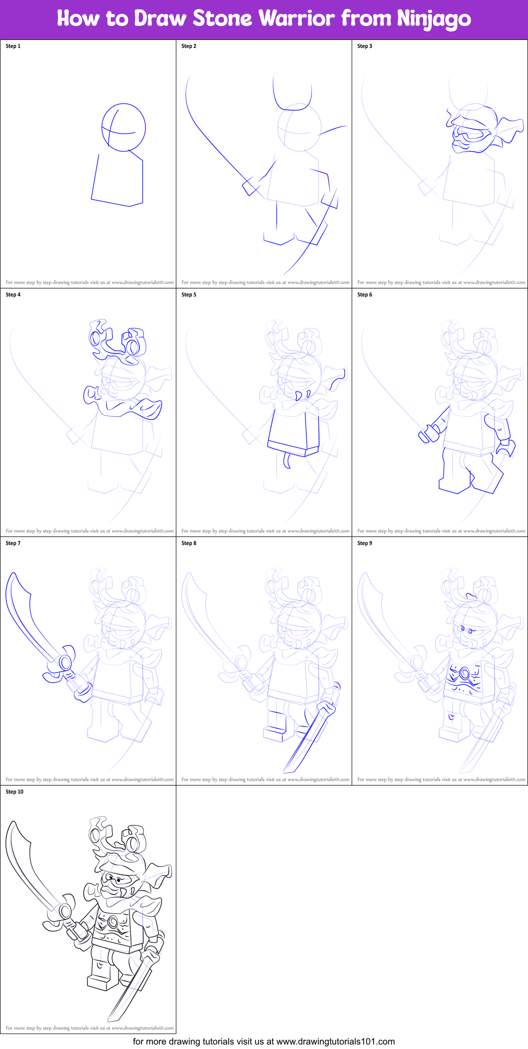 How to Draw Stone Warrior from Ninjago Printable Step by Step