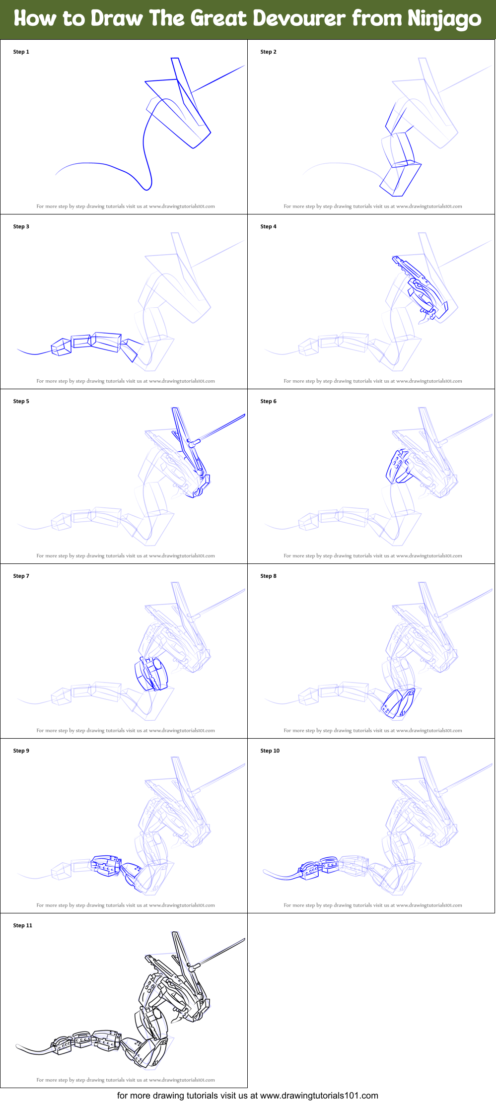 How to Draw The Great Devourer from Ninjago Printable Step by Step