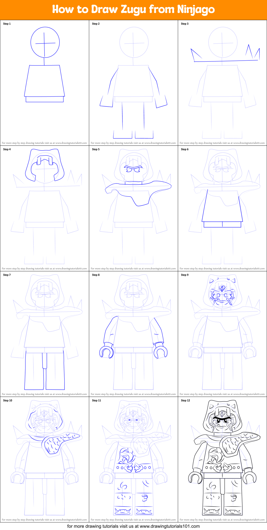 How to Draw Zugu from Ninjago Printable Step by Step
