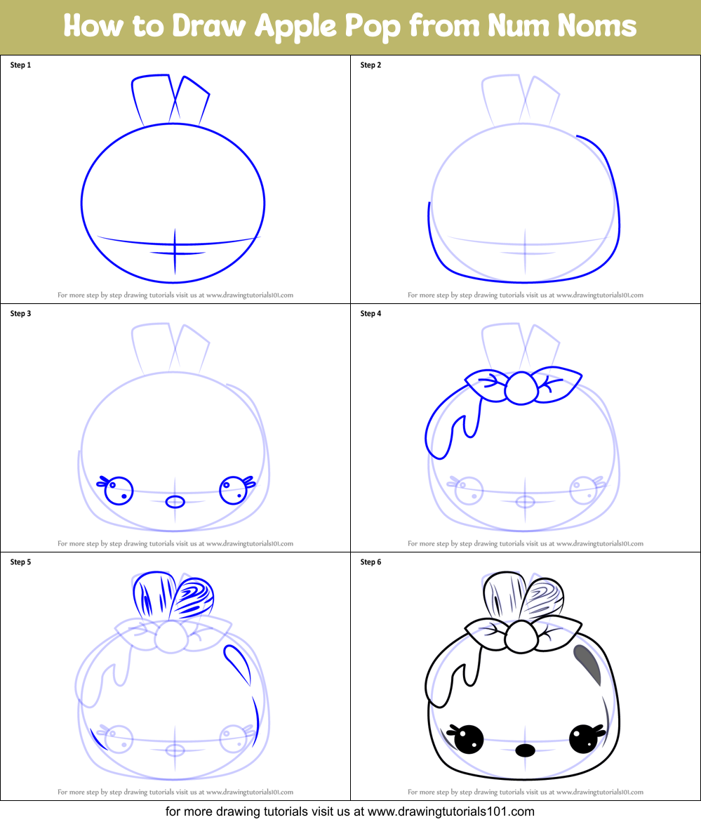 How to Draw Apple Pop from Num Noms Printable Step by Step