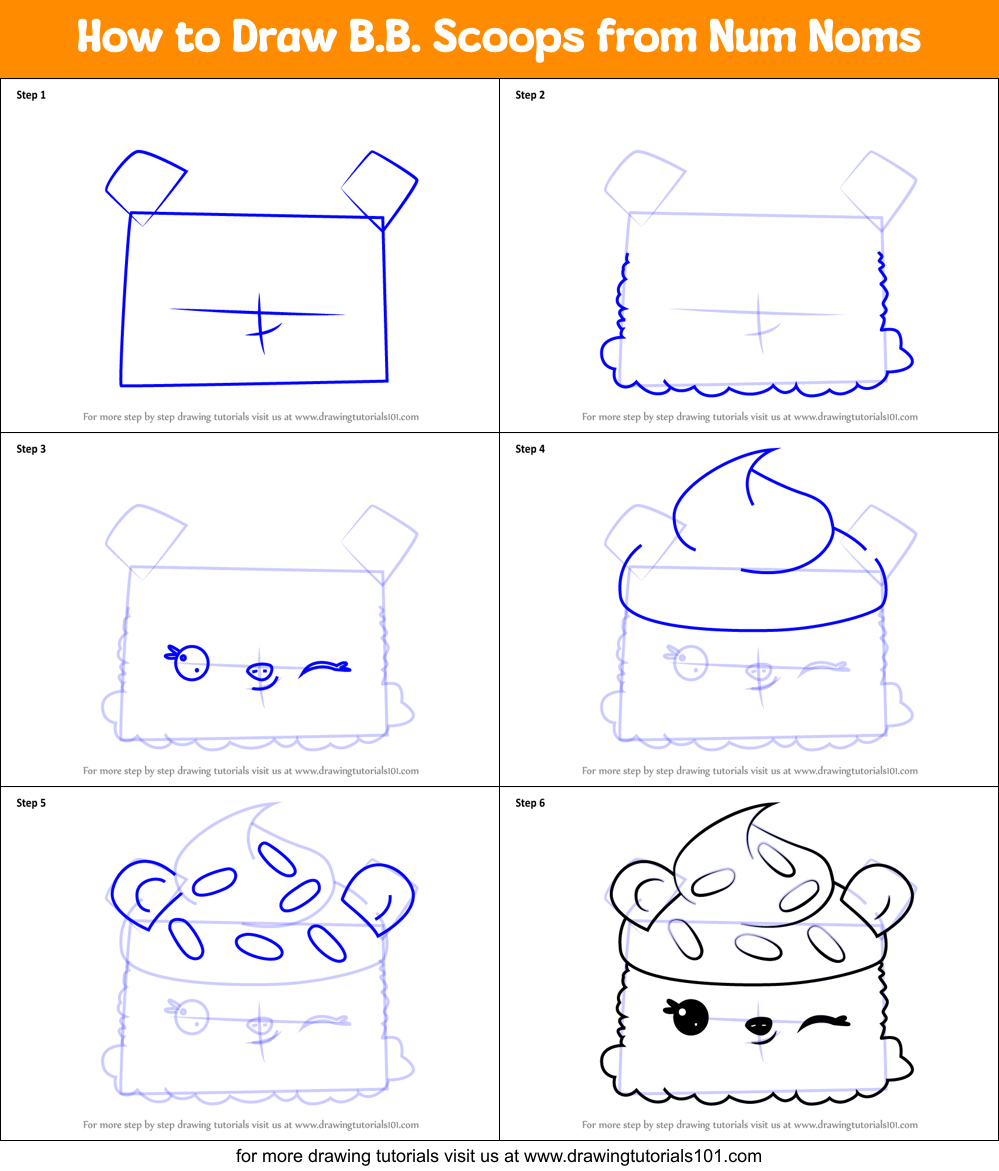 How to Draw B.B. Scoops from Num Noms Printable Step by Step