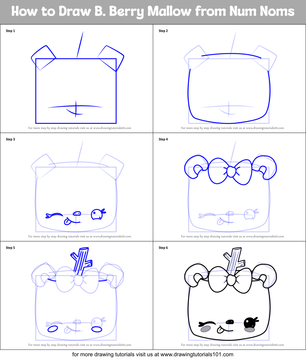How to Draw B. Berry Mallow from Num Noms Printable Step by Step
