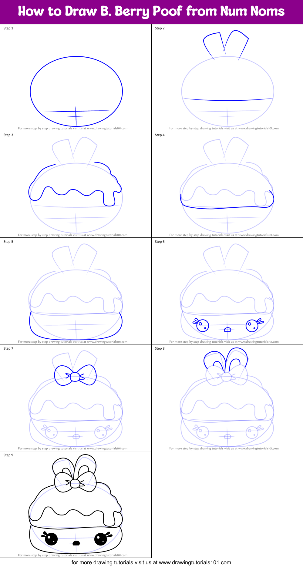 How to Draw B. Berry Poof from Num Noms Printable Step by Step