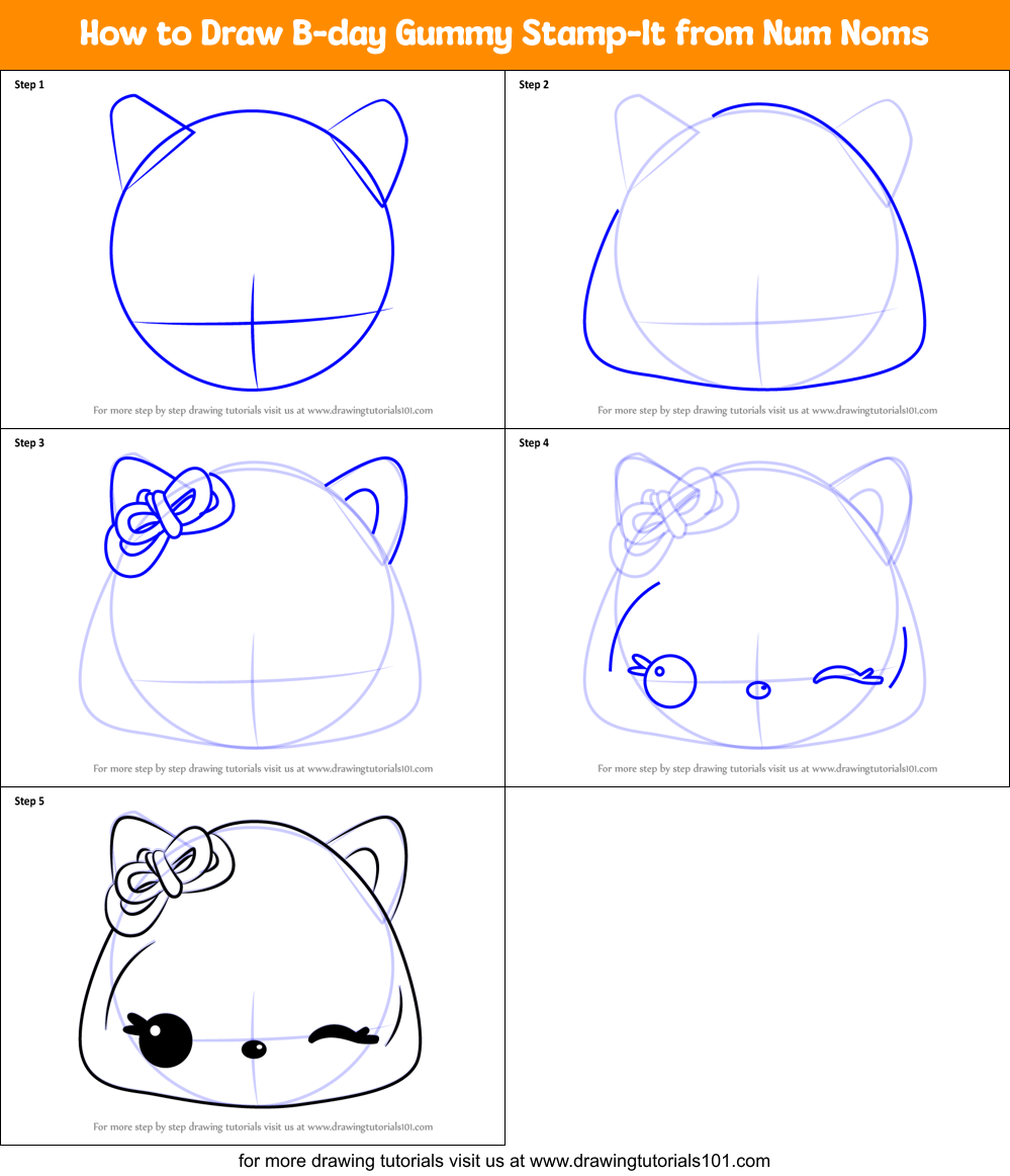 How to Draw B-day Gummy Stamp-It from Num Noms Printable Step by Step