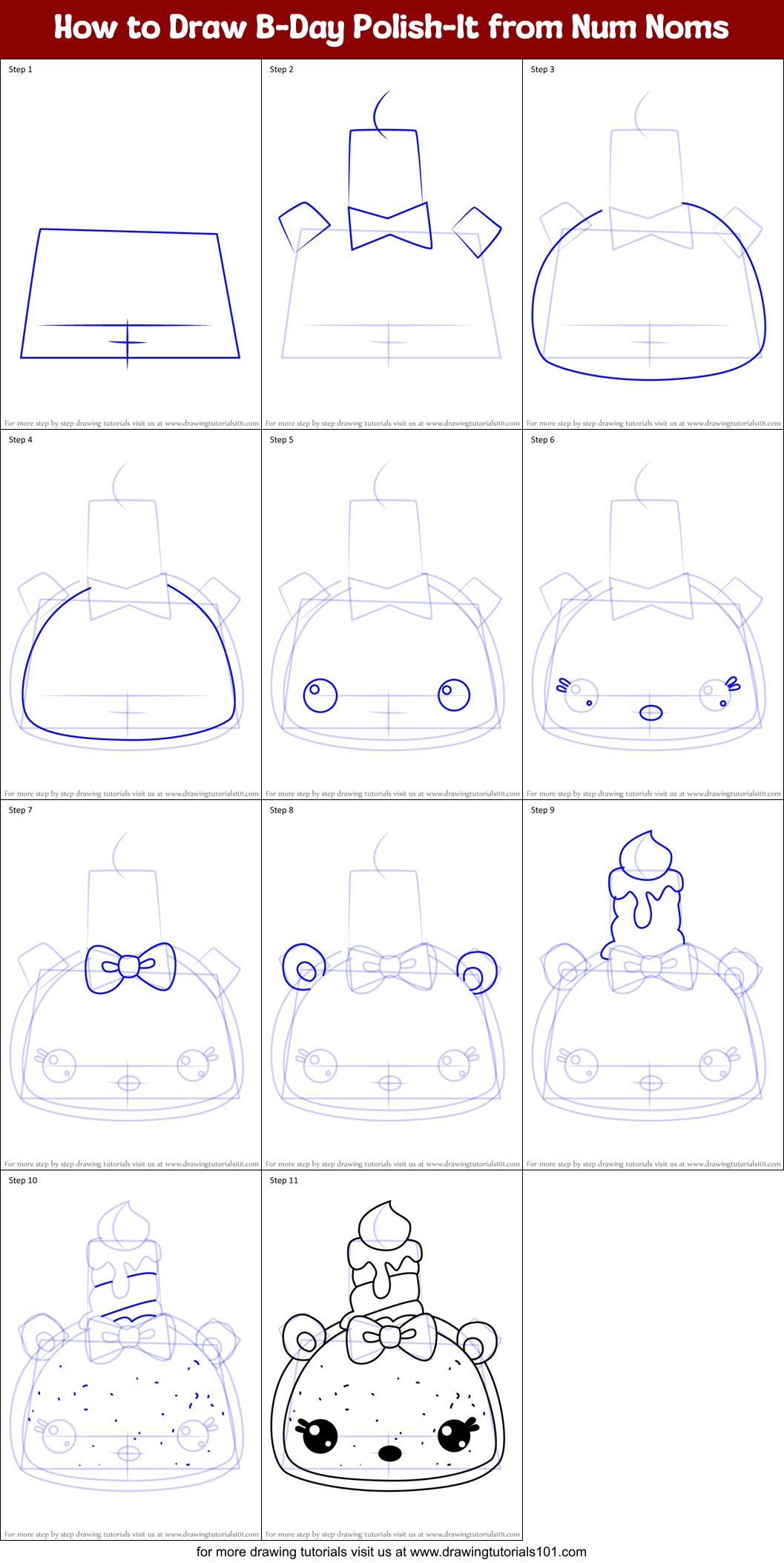How to Draw B-Day Polish-It from Num Noms Printable Step by Step