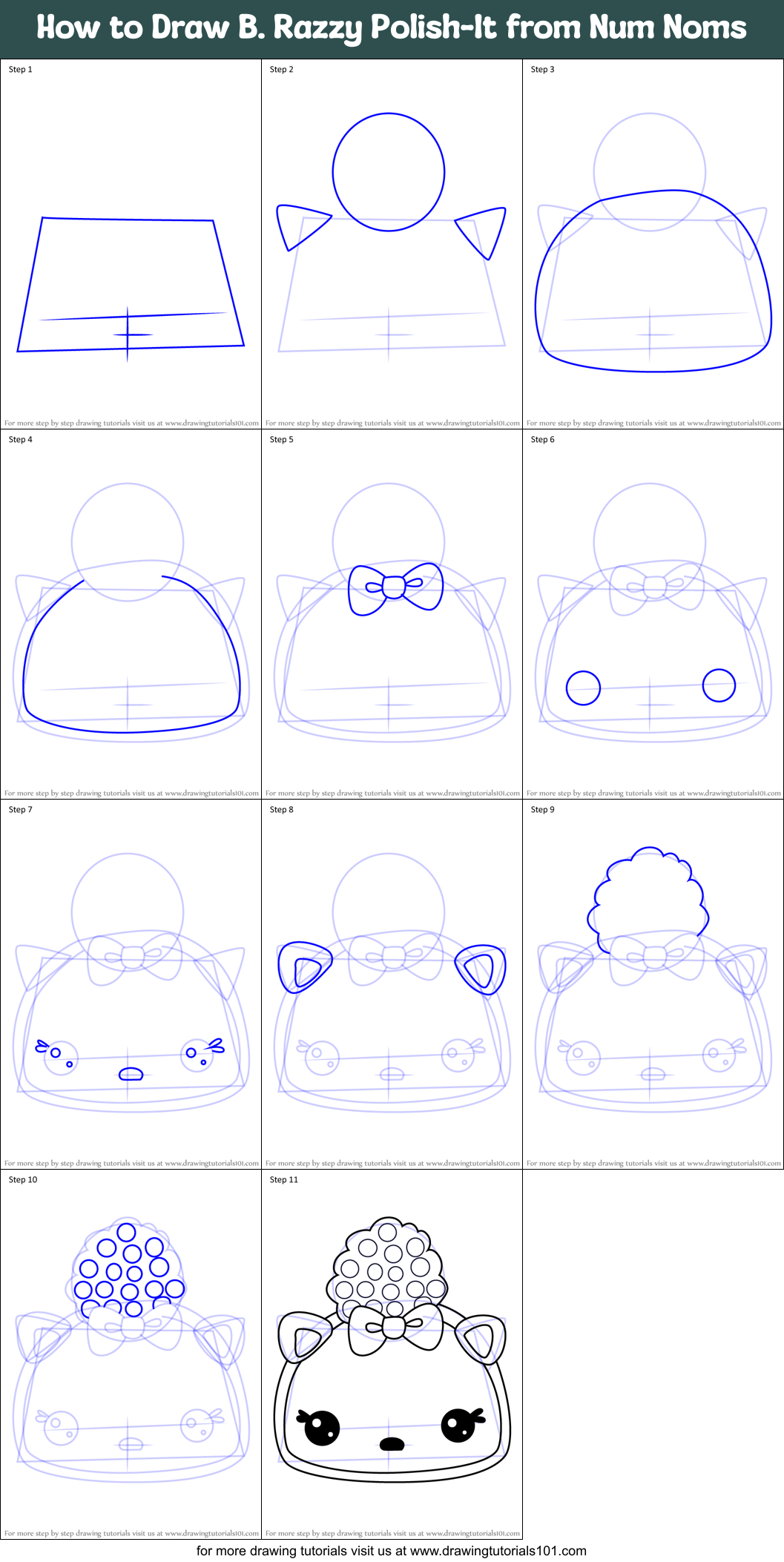 How to Draw B. Razzy Polish-It from Num Noms Printable Step by Step