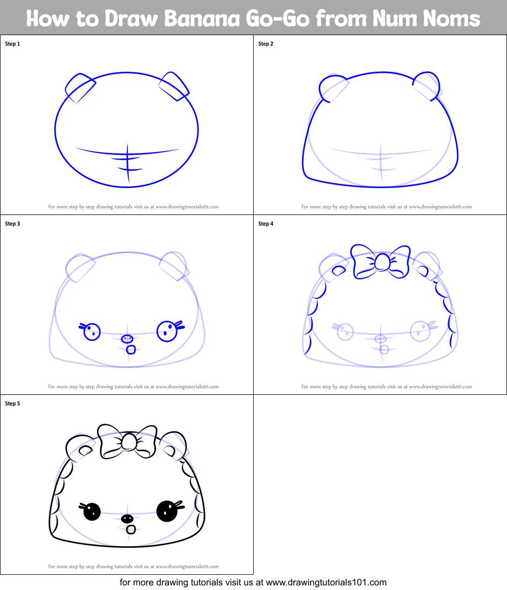 How to Draw Banana Go-Go from Num Noms Printable Step by Step