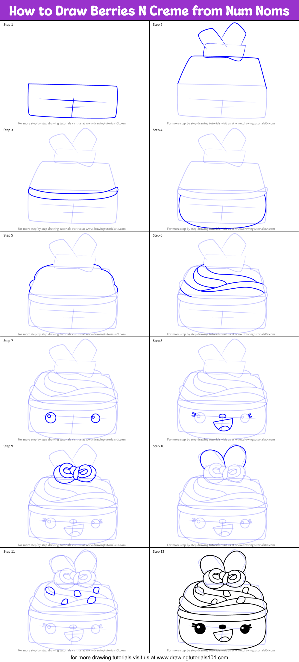 How to Draw Berries N Creme from Num Noms Printable Step by Step
