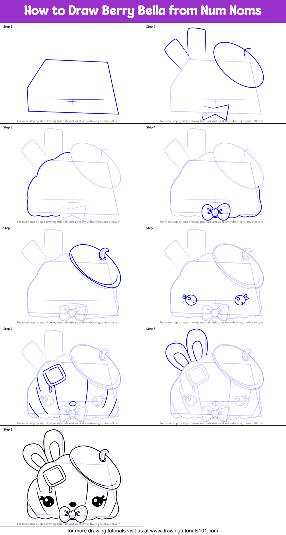 How to Draw Berry Bella from Num Noms Printable Step by Step