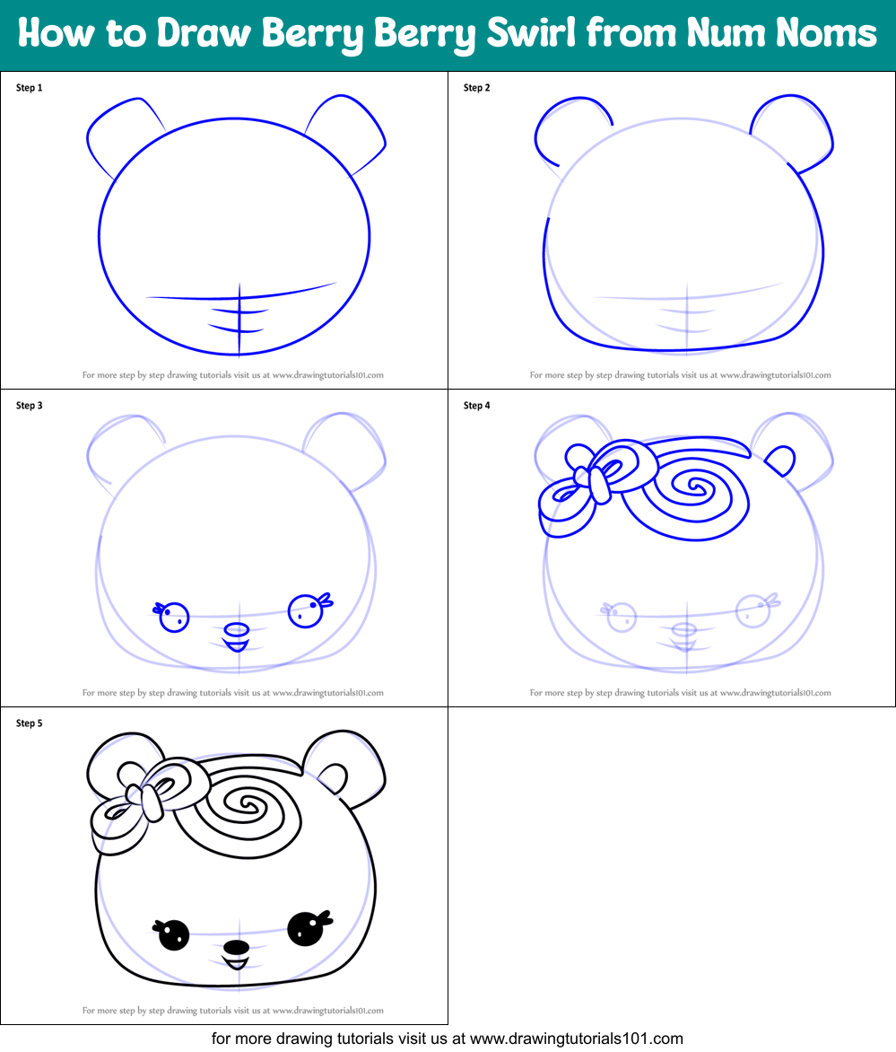 How to Draw Berry Berry Swirl from Num Noms Printable Step by Step