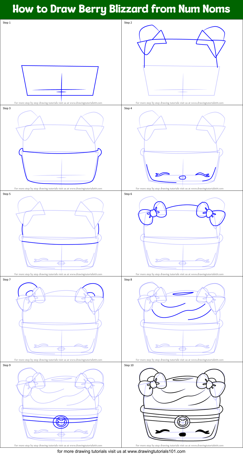 How to Draw Berry Blizzard from Num Noms Printable Step by Step