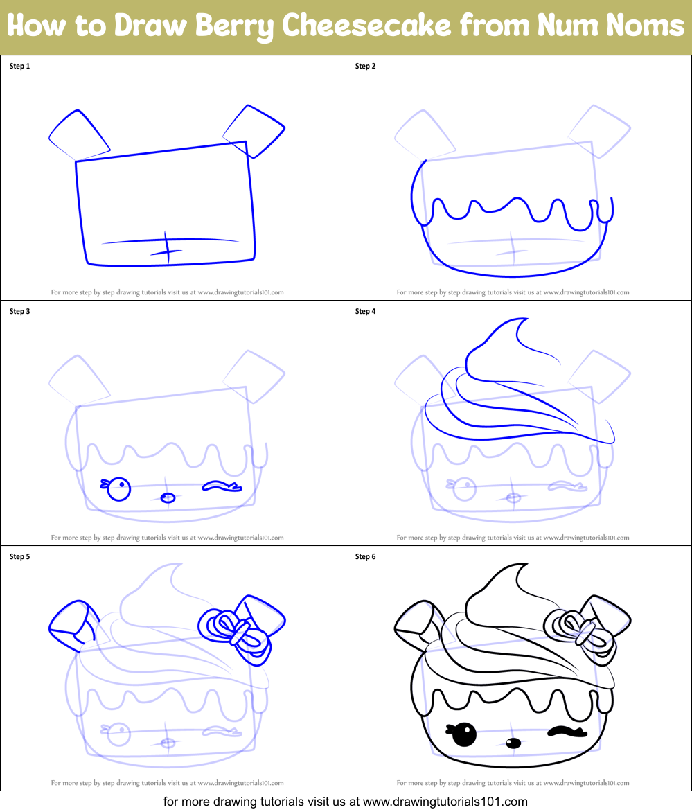 How to Draw Berry Cheesecake from Num Noms Printable Step by Step