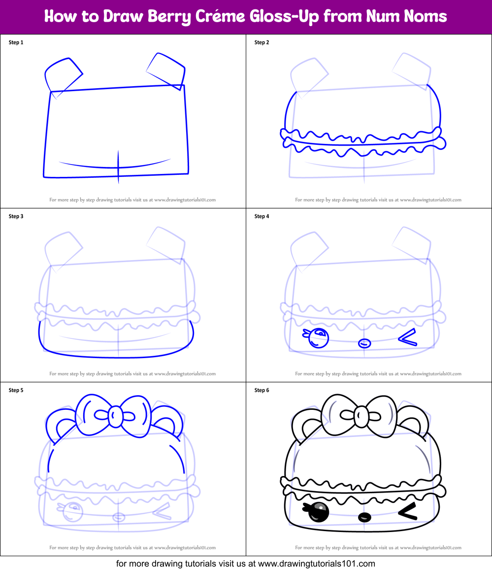 How to Draw Berry Créme Gloss-Up from Num Noms Printable Step by Step
