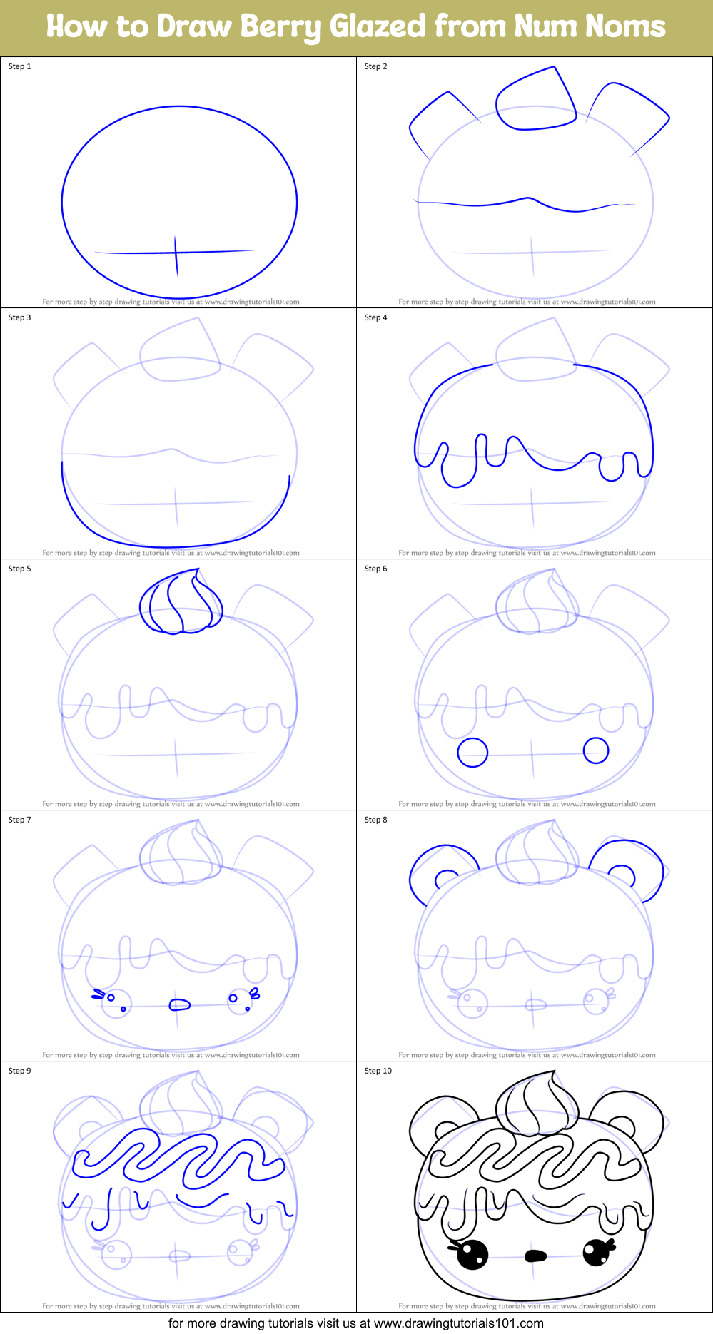 How to Draw Berry Glazed from Num Noms Printable Step by Step