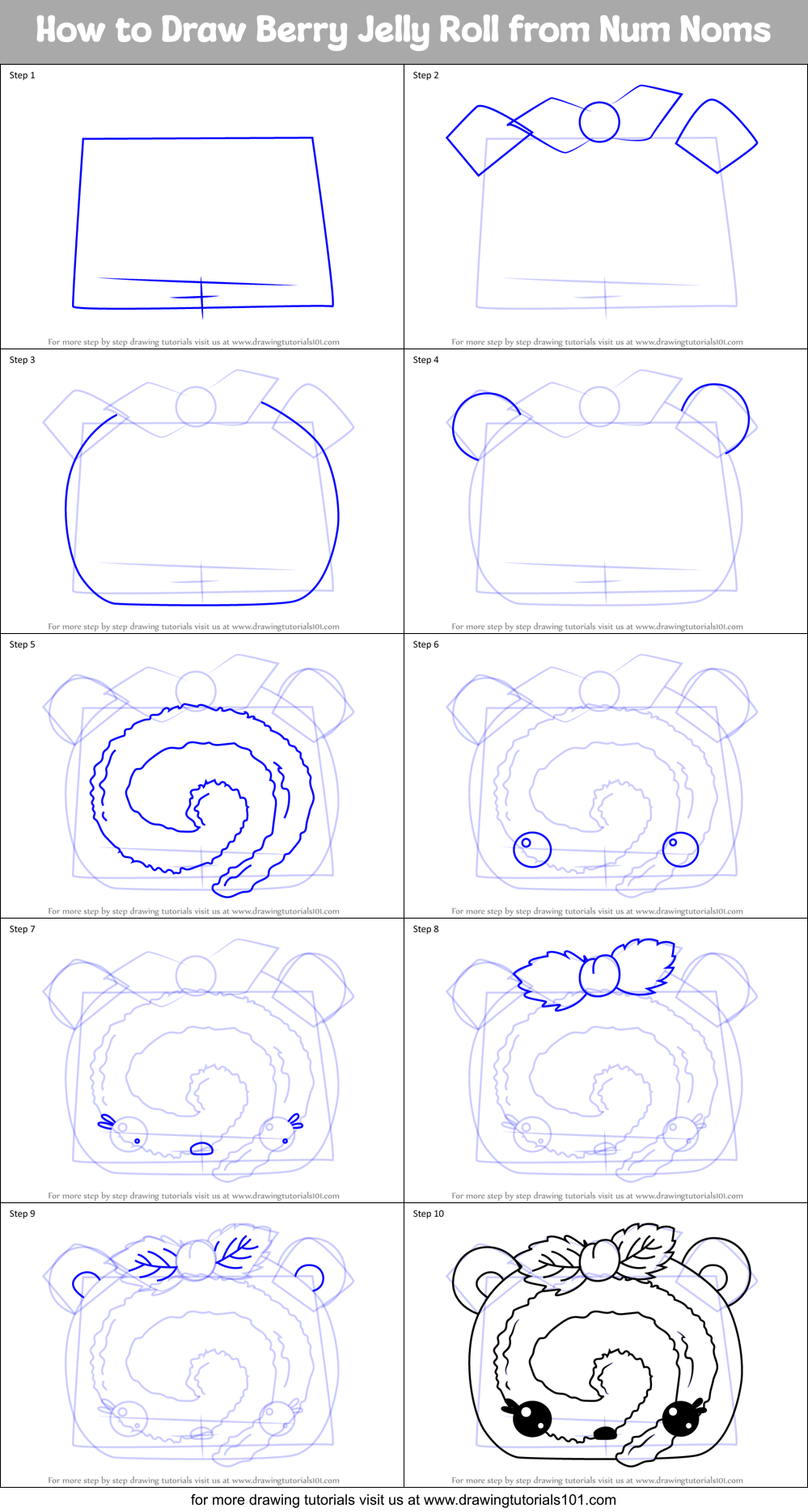 How to Draw Berry Jelly Roll from Num Noms Printable Step by Step